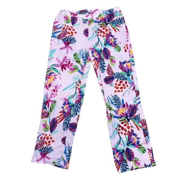 Soma 2 Piece Pajama Set Size Large Short Sleeve Tropical Floral Pink & Multic - Picture 2 of 9